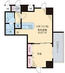 マノワール駒沢 1LDKの間取図画像