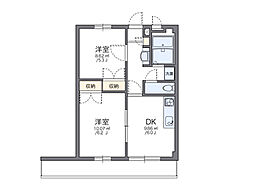 レオパレスフォーチュン 2DKの間取図画像