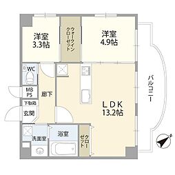 セザール用賀 2LDKの間取図画像