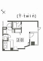T-ツイン ワンルームの間取図画像