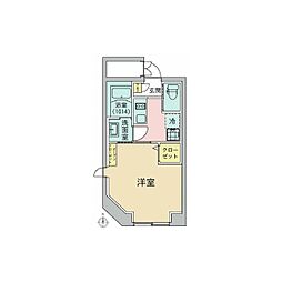 プラティーク品川大井町 1階ワンルームの間取り
