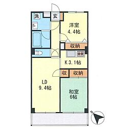 グレイス五反田 8階2LDKの間取り