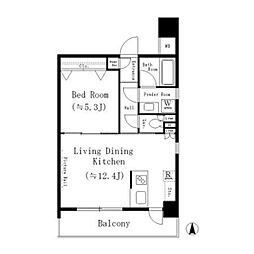 コージーコート御殿山 9階1LDKの間取り