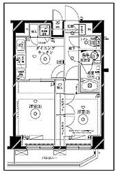 クレイシア蒲田 6階2DKの間取り