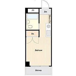 ニューハイツ ワンルームの間取図画像