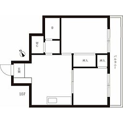 パークサイド南大井 2DKの間取図画像
