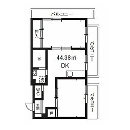 パークサイド南大井 2DKの間取図画像