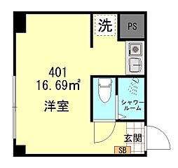 オリエントマンション品川 ワンルームの間取図画像
