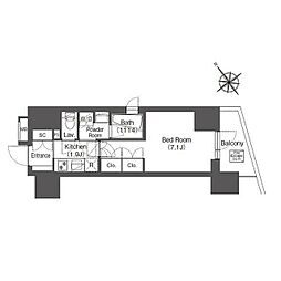 COMFORIA東大井1 1Kの間取図画像