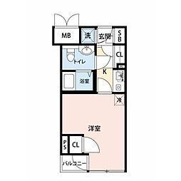 メイクスデザイン白金台 1Kの間取図画像