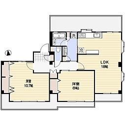 星野コーポ 3階2LDKの間取り