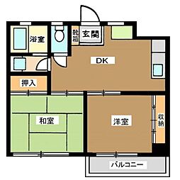 コーポラス加藤 2DKの間取図画像