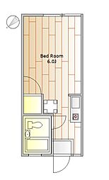 エルベ駒沢 ワンルームの間取図画像