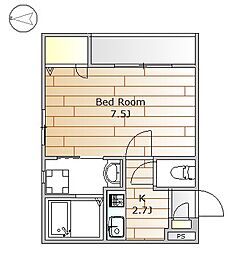 フォルテ中根 1Kの間取図画像