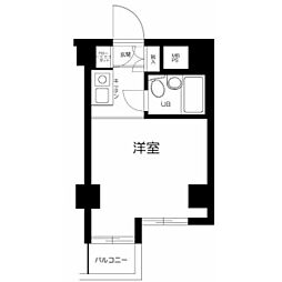 トップ不動前No.1 1Kの間取図画像