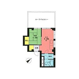 ニューハイツ南雪谷 1DKの間取図画像