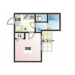 リアル綱島パークテラスB棟 1Kの間取図画像
