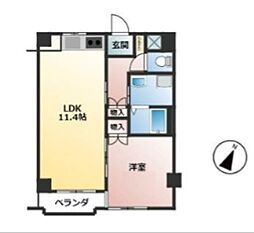 ウエルス都立大 1LDKの間取図画像