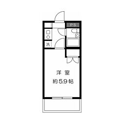 ジョイフルイケガミ ワンルームの間取図画像