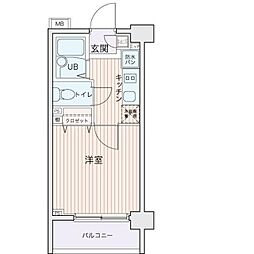 エコロジー都立大学レジデンス 1Kの間取図画像