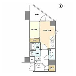 ラティエラ都立大学 1DKの間取図画像