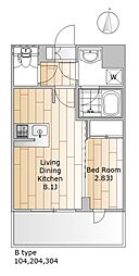 Aetas都立大学 1LDKの間取図画像