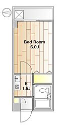 サニーヒルズ等々力 1Kの間取図画像
