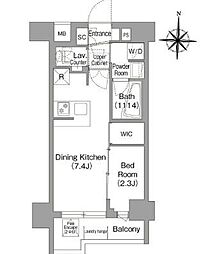 コンフォリア・リヴ品川戸越 5階1DKの間取り