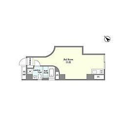 Gridie 2階ワンルームの間取り