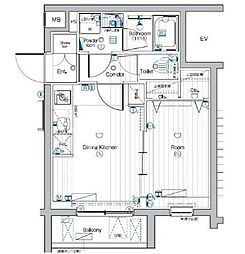 PREMIUMCUBE大岡山DEUX 1DKの間取図画像