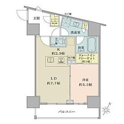 ザ・パークワンズ品川戸越 1LDKの間取図画像