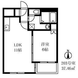 ヴェルドール芳花園 1LDKの間取図画像