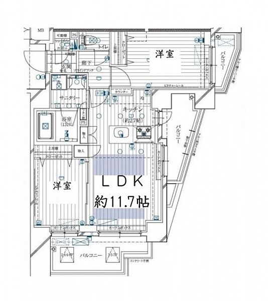 東京都世田谷区瀬田2丁目(賃貸マンション2LDK・2階・50.99㎡)の写真 その2