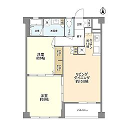 共栄ハイツ 2LDKの間取図画像