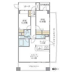 ヒルクレスト妙蓮寺 2LDKの間取図画像