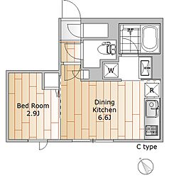 IPSE中目黒 1DKの間取図画像