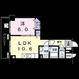 菊水レジデンス綱島1 1LDKの間取図画像
