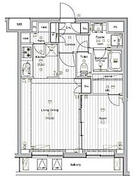 THEPREMIUMCUBEGOSAKI 1LDKの間取図画像