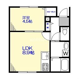 Le Coeur都立大学A棟 1DKの間取図画像