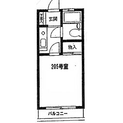 ヴィラ昭立 1Kの間取図画像