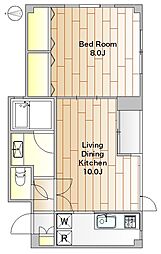 グレース五本木 1LDKの間取図画像