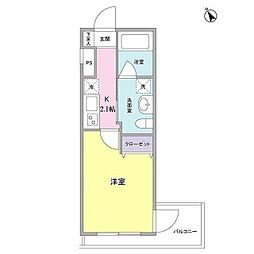ヒルサイド二子玉川 1Kの間取図画像