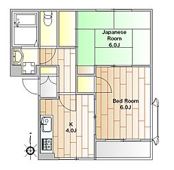 アビタシオン自由ケ丘 2Kの間取図画像