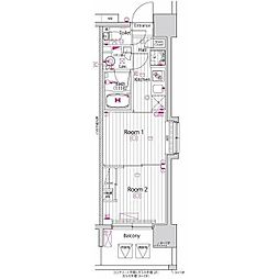 ガーラ・プレシャス元住吉 2Kの間取図画像