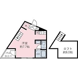 ラルクアンデエス ワンルームの間取図画像