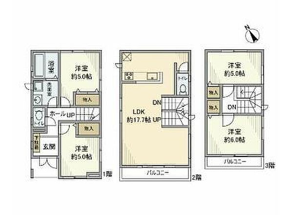 玉堤1丁目戸建 ｜東京都世田谷区玉堤1丁目(賃貸一戸建4LDK・3階・93.77㎡)の写真 その2