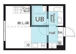 ハーミットクラブハウス梶が谷オアシス 2階ワンルームの間取り