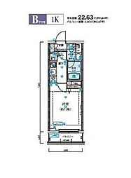 リヴシティ初台 2階1Kの間取り