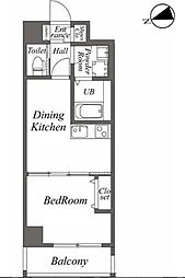カメリア・コート二子玉川 3階1DKの間取り