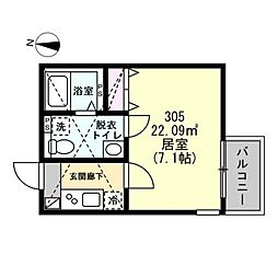 リバティヒルズ ワンルームの間取図画像